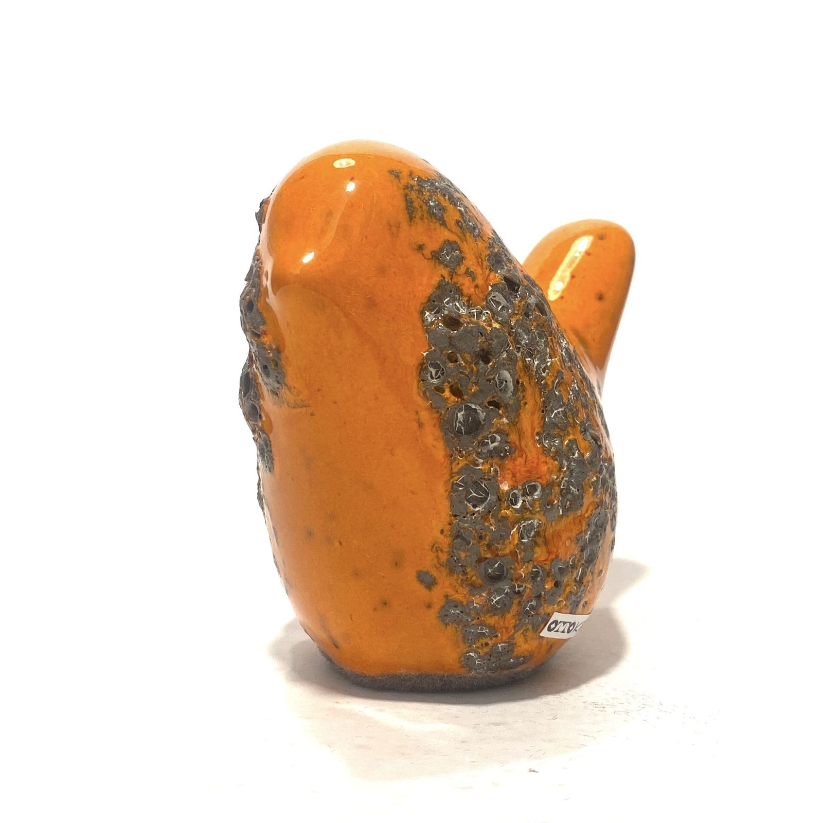 Otto Keramik Bird In Orange Fat Lava Glaze, West German Pottery Style Ceramic Ornament photo Home Decor