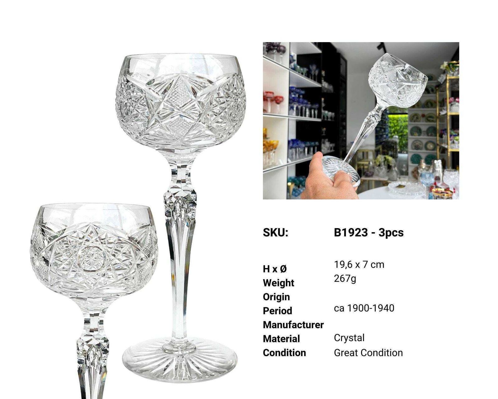 Wijnglazen | Air Twist | 3 stuks | Geslepen kristal photo Woonaccessoires