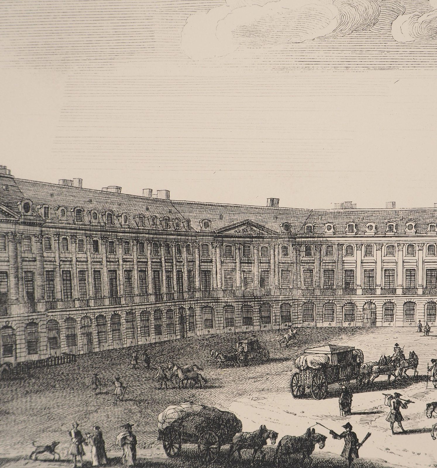 Paris : Place Louis Le Grand, Now Place Vandôme   Original Etching, Signed photo Art
