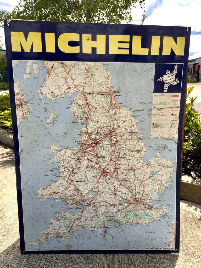 Vintage Advertising   Wall Hanging Tin Michelin Road Map Of Great Britain Sign photo furniture