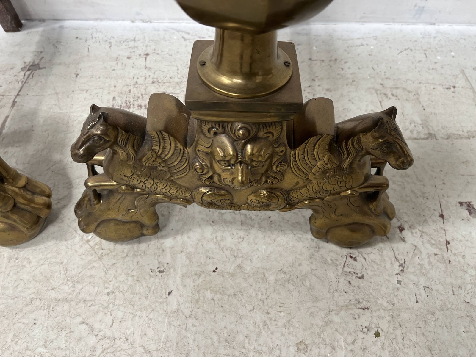 1491.0 Important Pair Of 20th Century Brass Log Andirons photo