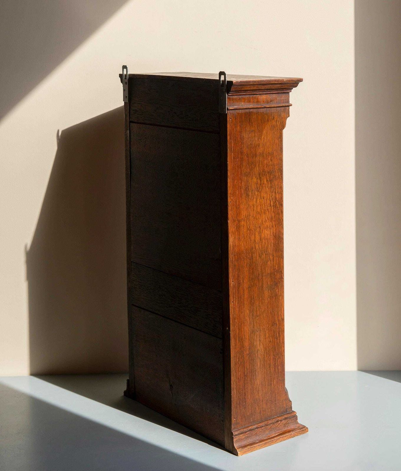 Antique Oak Wall Cabinet   Glass Door Bathroom Cabinet With Lock   Small Display Case photo vintage