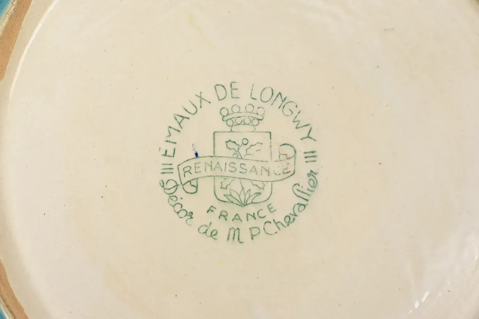 photo for sale "Renaissance" Plate, Polychrome Floral Decoration On A Sèvres Blue Ground, Highlighted In Gold, Design By Mp Chevallier