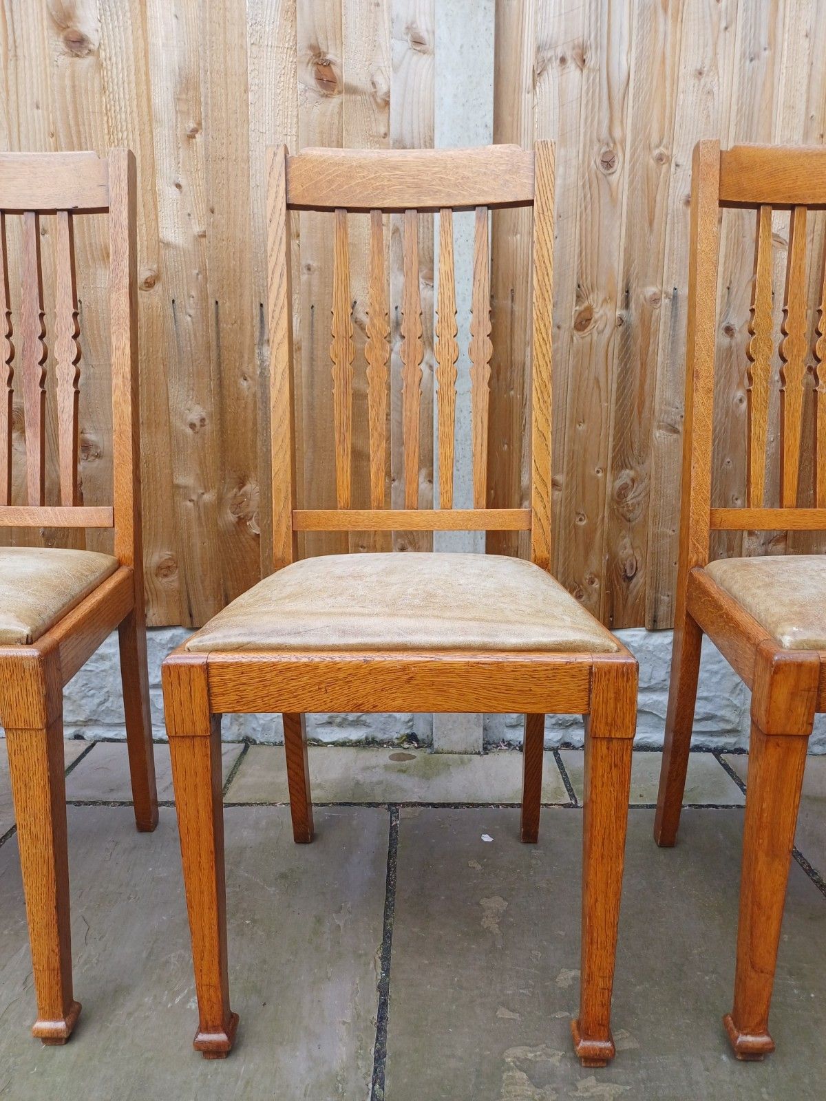 photo for sale Shapland And Petter Oak Dining Chairs X 6 Arts And Crafts Period Stamped