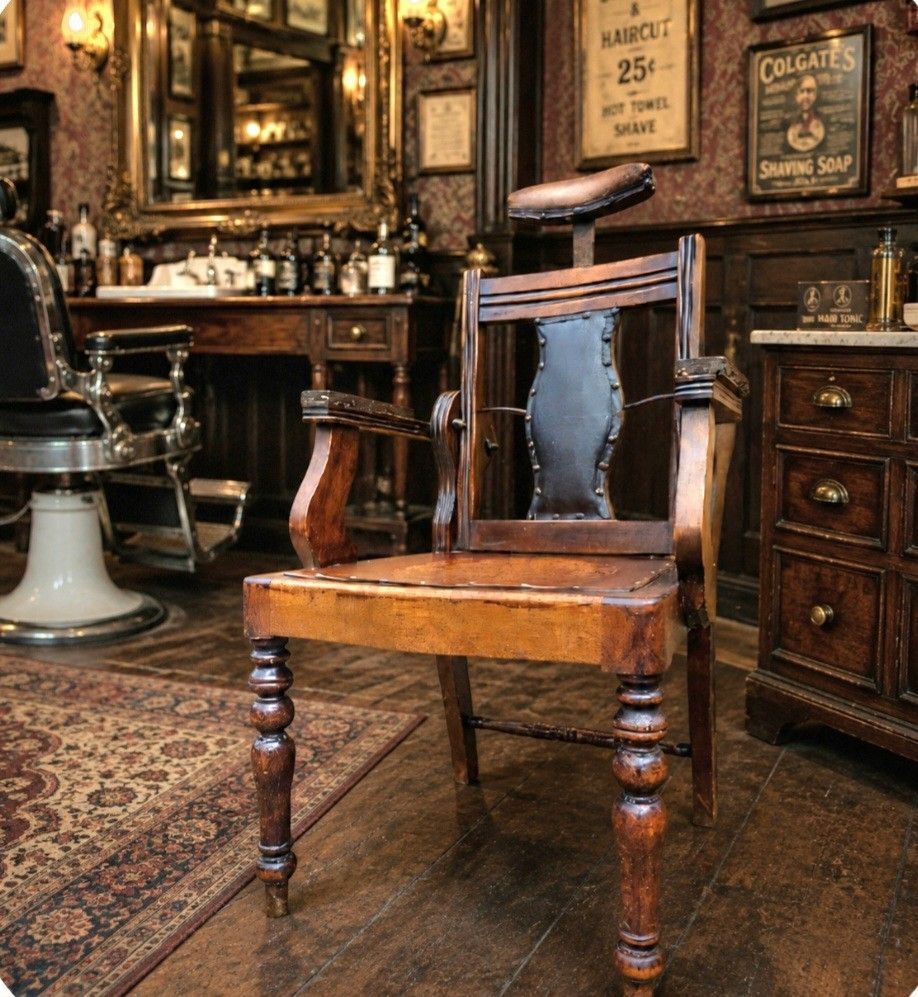 Rare Scottish Antique Barbers Chair Woth Makers Name