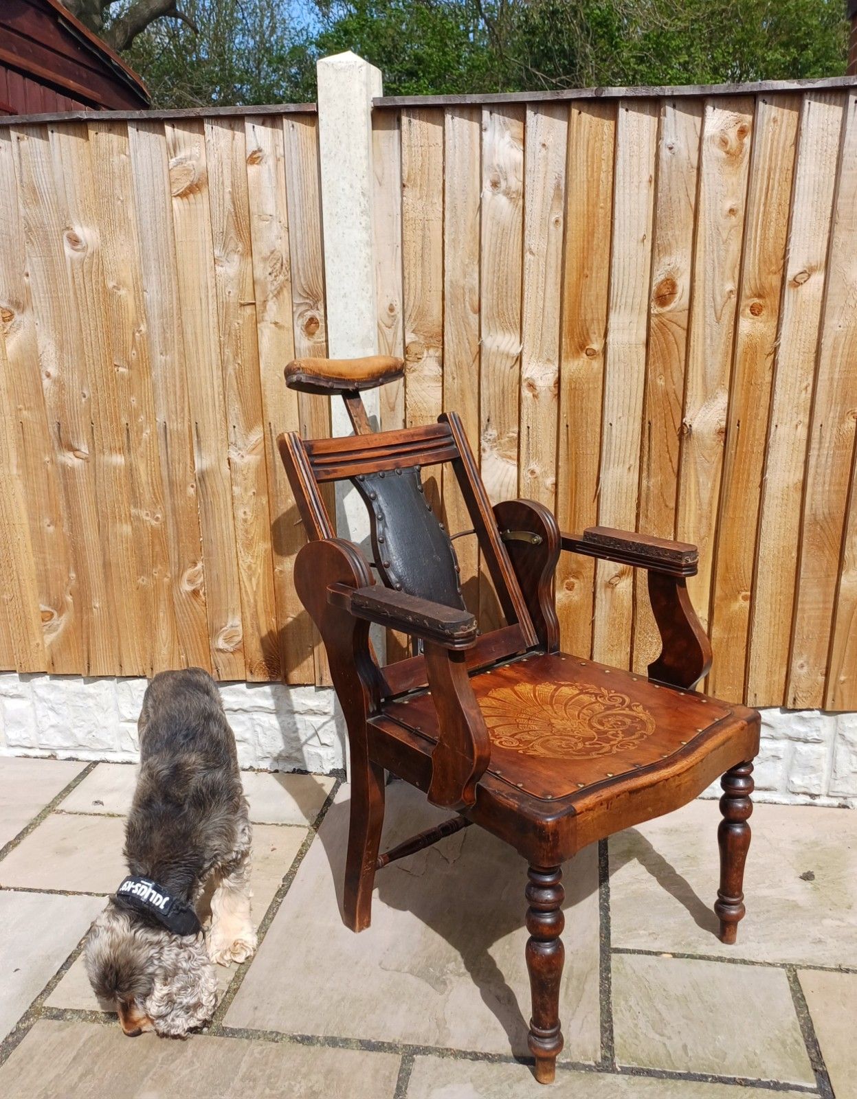 photo furniture Rare Scottish Antique Barbers Chair Woth Makers Name