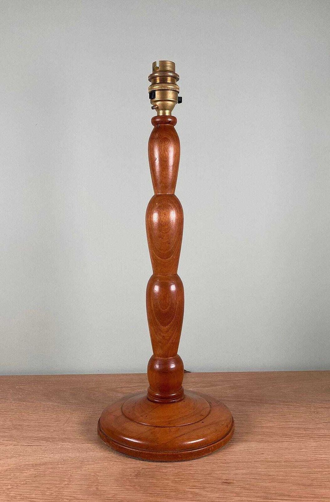Early 20th Century Wooden Table Lamp – Antique Turned Wood Lamp Base photo Lighting
