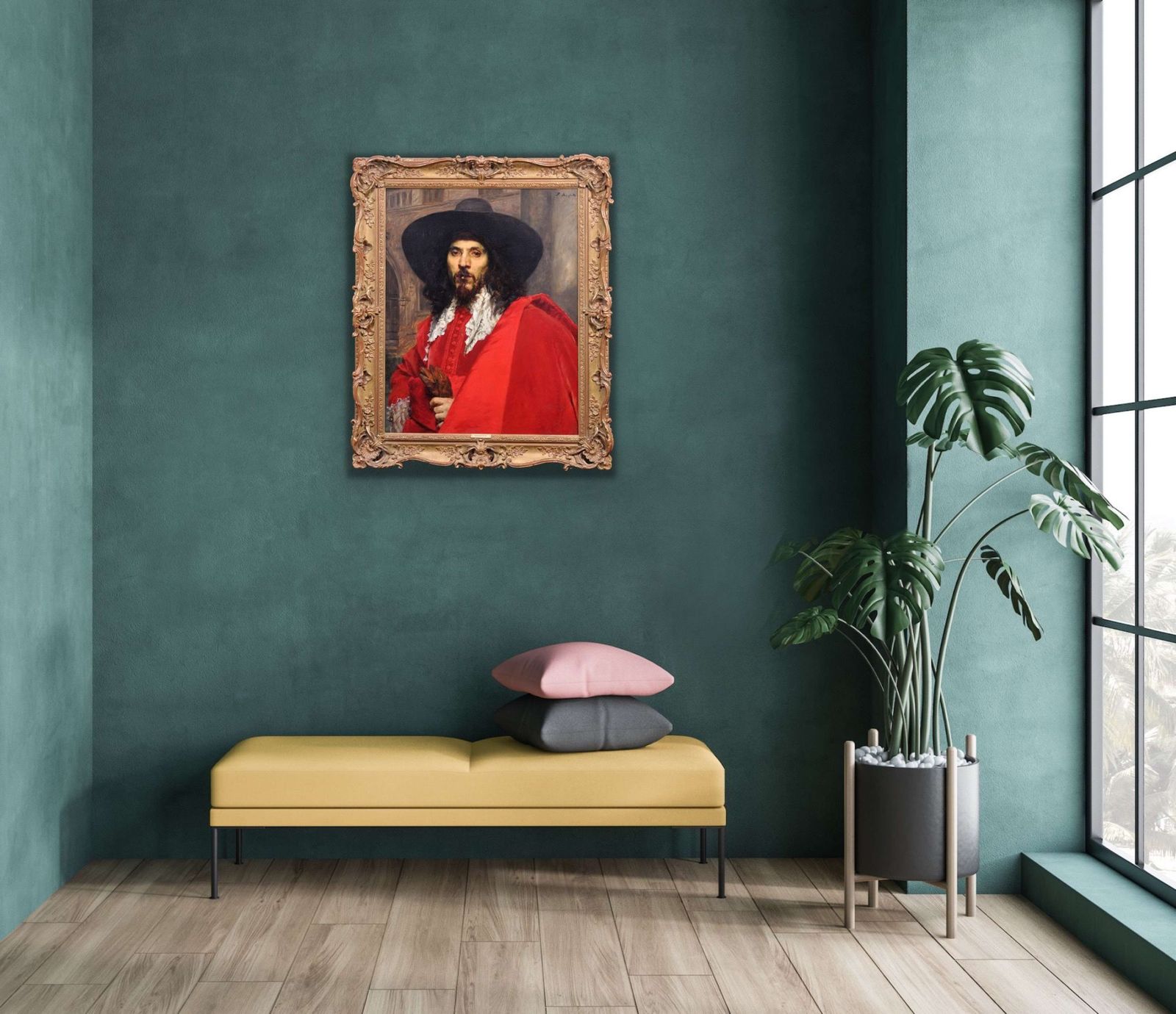 Art Ferdinand Victor Leon Roybet 1840 To 1920. French. Le Mousquetaire. The Musketeer. Framed Cavalier Portrait Oil Painting Circa 1880. photo