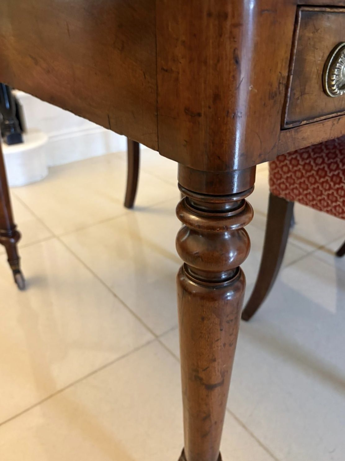 Antique Early 19th Century Mahogany Partners Library Writing Desk With Leather Slide photo buy