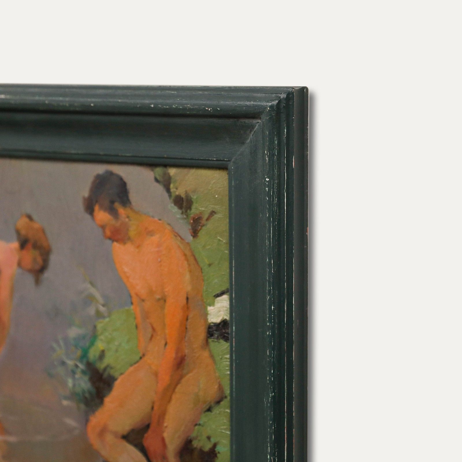 Hans Zank & Willi Gericke Early 20th Century Oil, Bathers At The Bank Edge photo buy