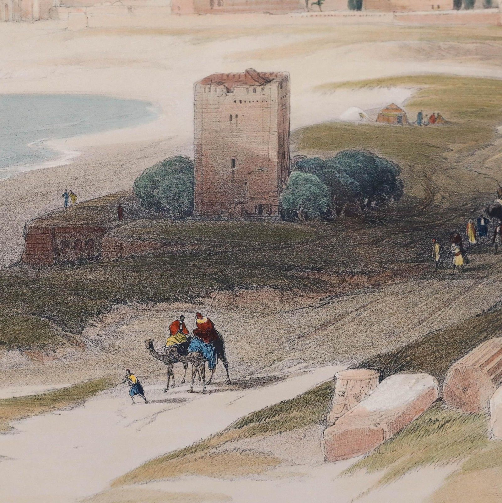 Louis Haghe After David Roberts Lithograph, Tyre From The Isthmus photo Art