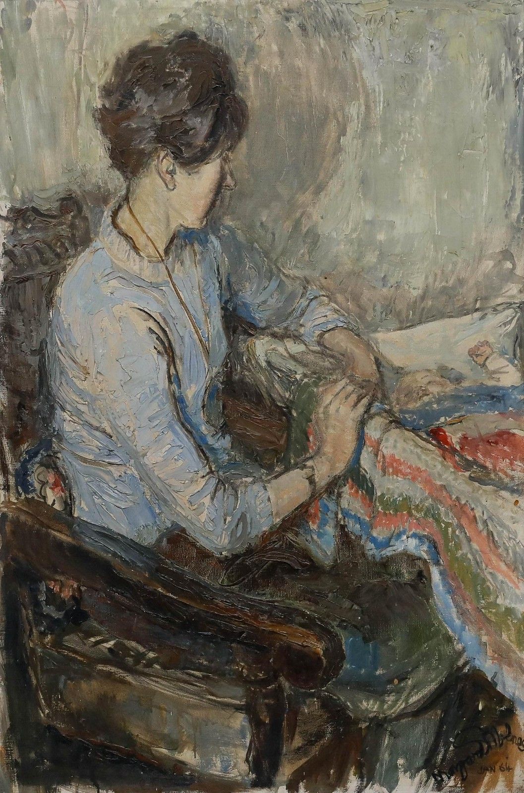 Margaret Milnes (1908 1998) Framed Mid 20th Century Oil, Ann & Catherine photo furniture