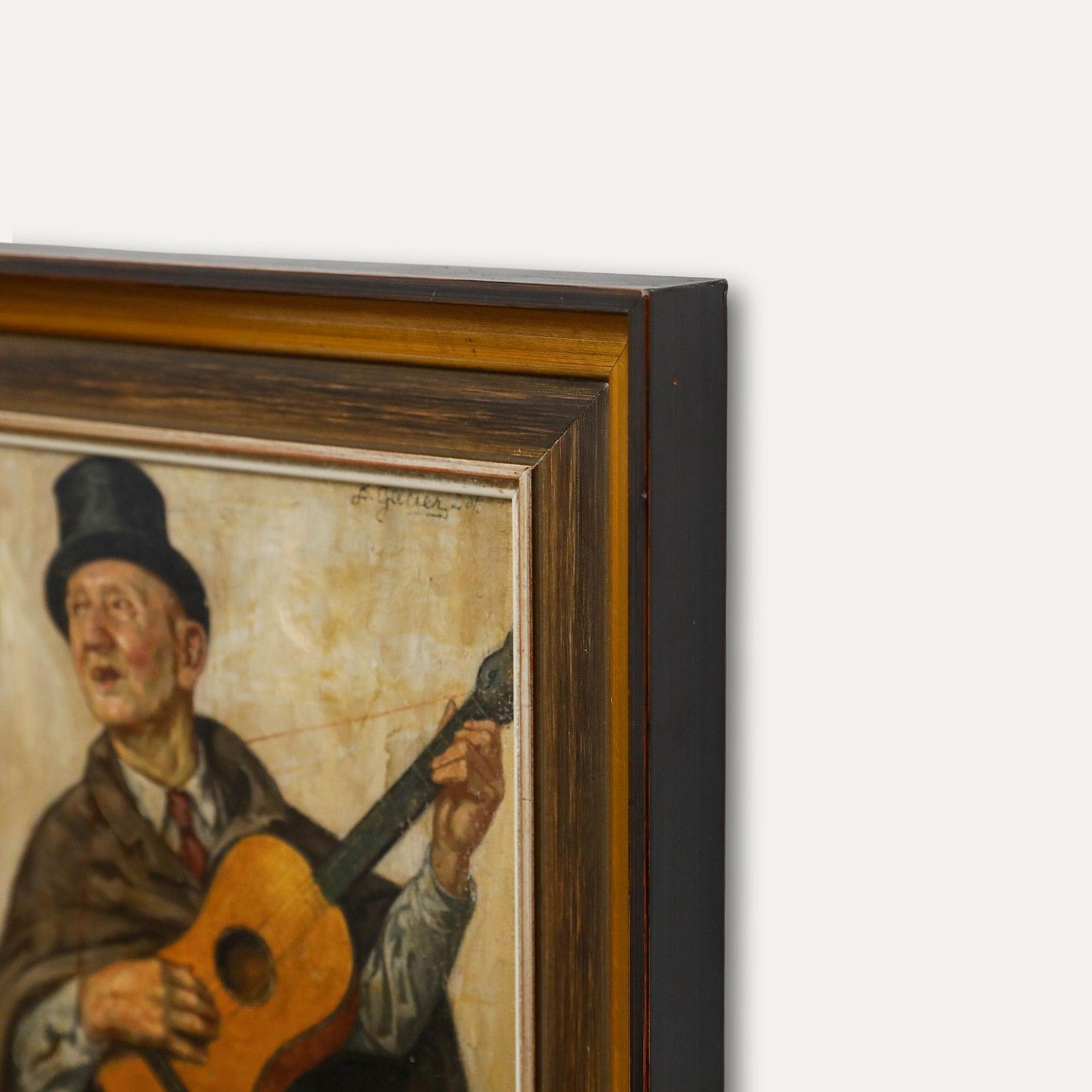 Bernhard Gauer (1882 1955) Framed Early 20th Century Oil, The Busker photo vinterior