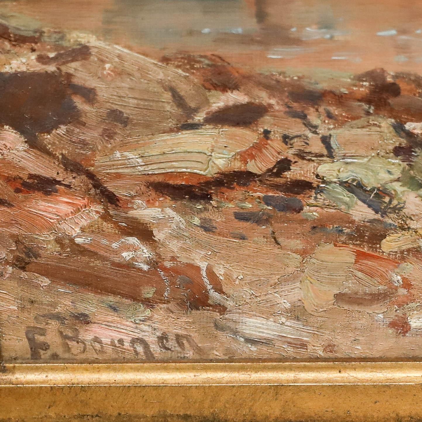 photo furniture Folmer Bonnén (1885 1960) Early 20th Century Oil, Fjord Landscape