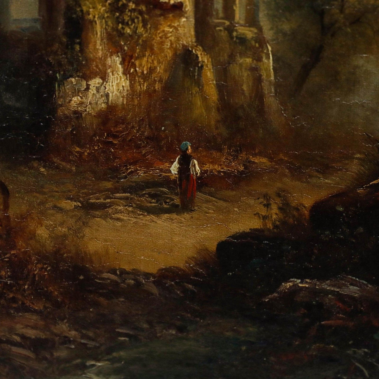 Hermann Schneider (1847 1918) 1875 Oil, Castle Ruins At Sunset photo 695.0