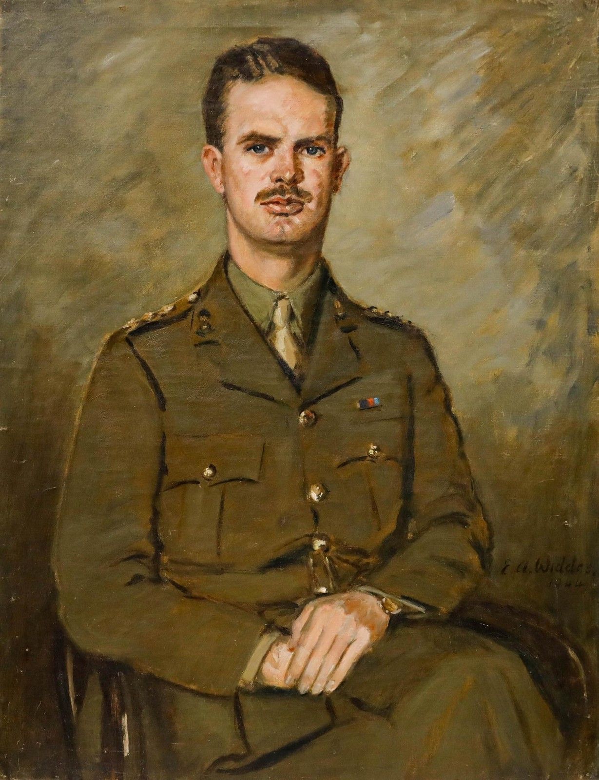 Ernest Alfred Widdas (1879 1960) English School 1944 Oil, Portrait Of An Officer photo furniture