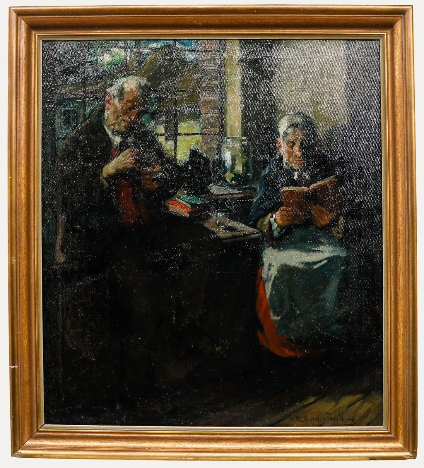 Willi Hans Burger Willing (1882 1969) Framed Oil, A Leisurely Afternoon