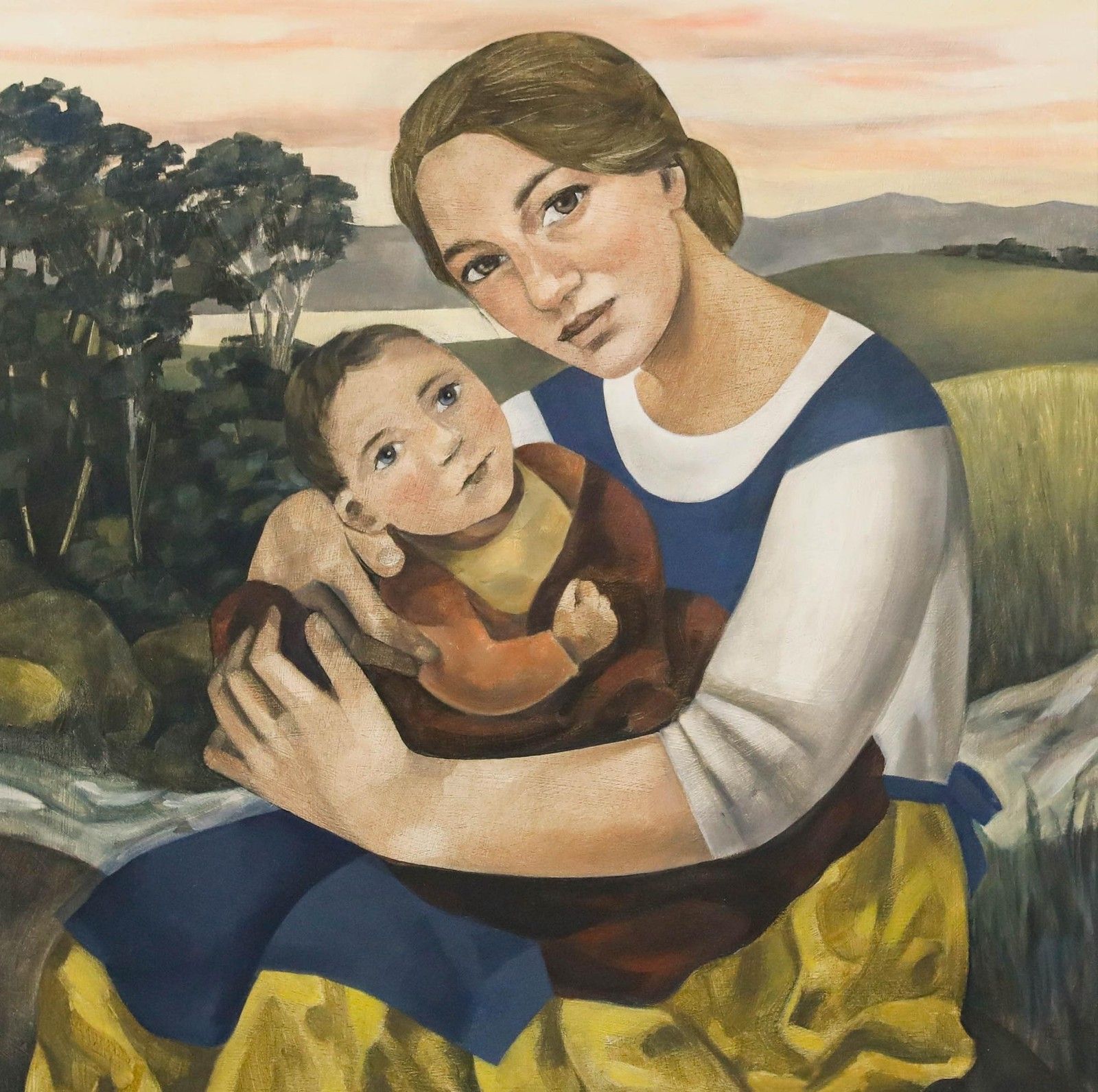 Elizabeth Ridgway (B.1964) Framed Contemporary Oil, Mother & Child photo furniture