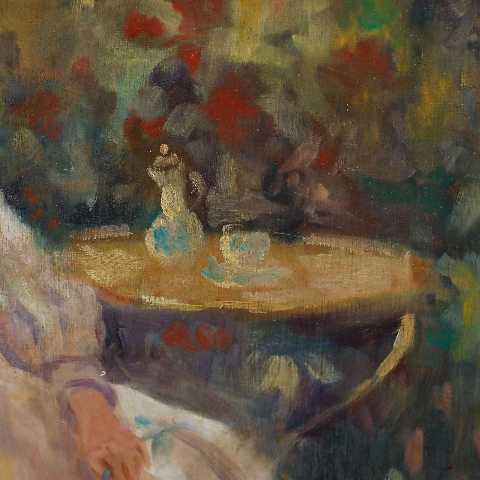 photo furniture Anna Maria De Saeger (B.1947) 20th Century Oil, Lady In The Garden