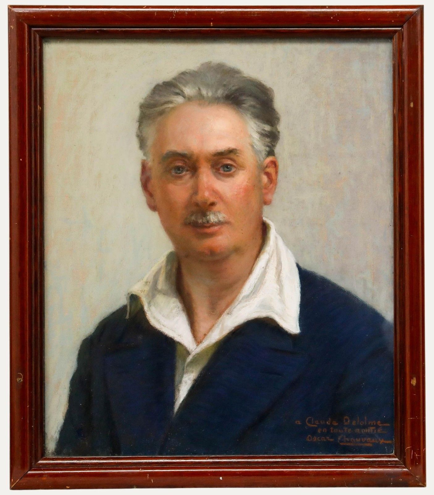Oscar Chavaux (1874 1965) Framed Early 20th Century Pastel, Portrait Of Claude
