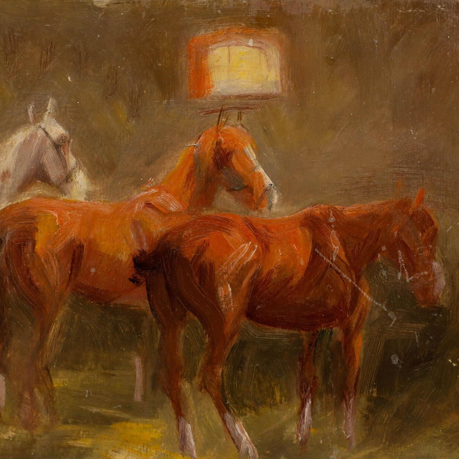 Kurt Glauber (1886 1963) Mid 20th Century Oil, In The Stable photo Art