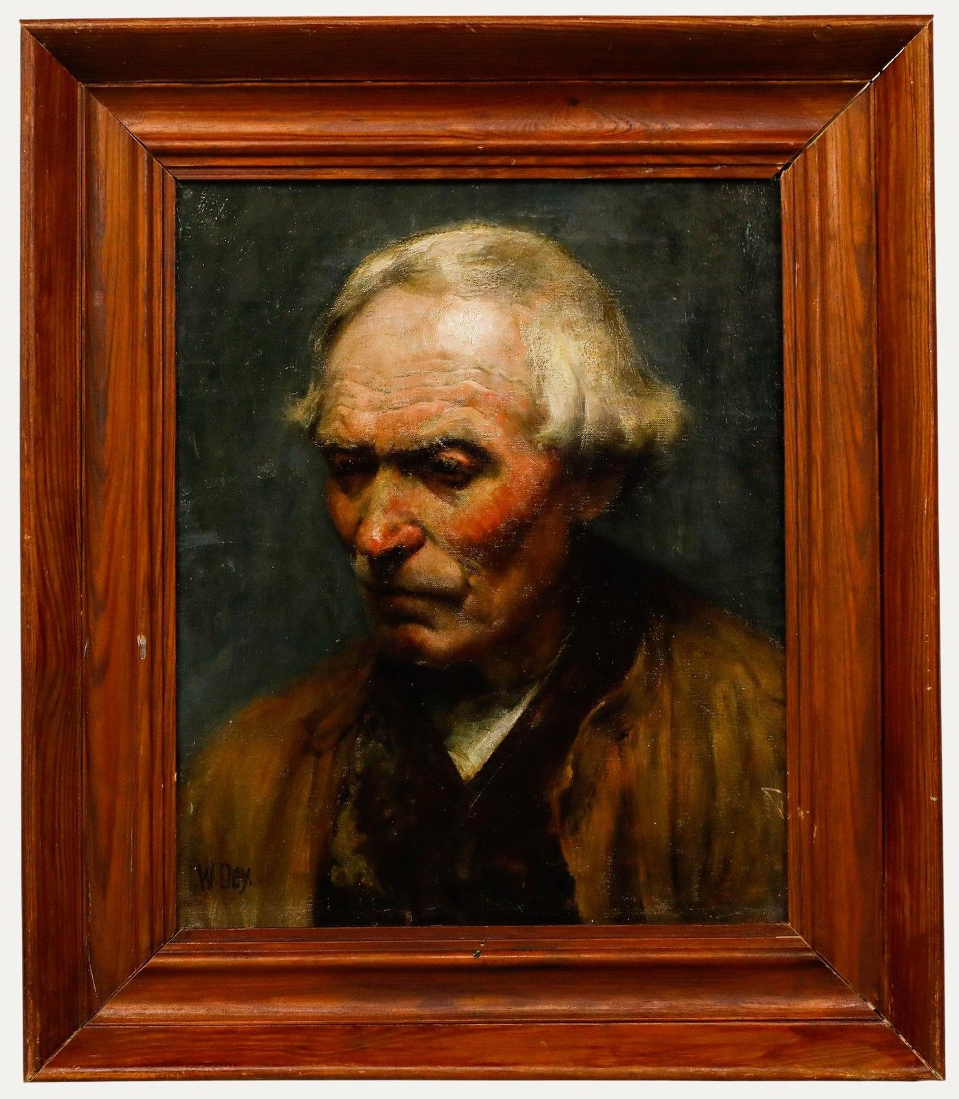 W. Dey Framed Early 20th Century Oil, Pensive Gentleman