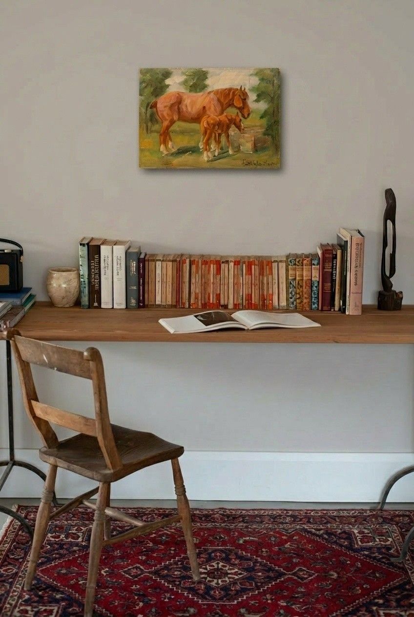 Kurt Glauber (1886 1963) Mid 20th Century Oil, Horses Watering photo for sale