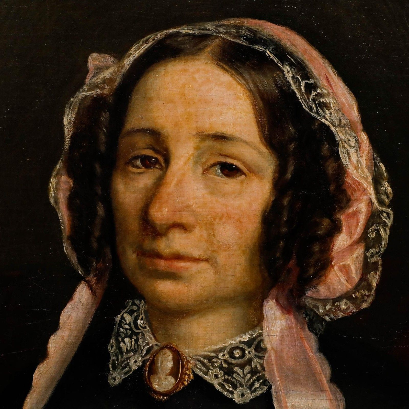 French School Mid 19th Century Oil Lady With Cameo photo 750.0
