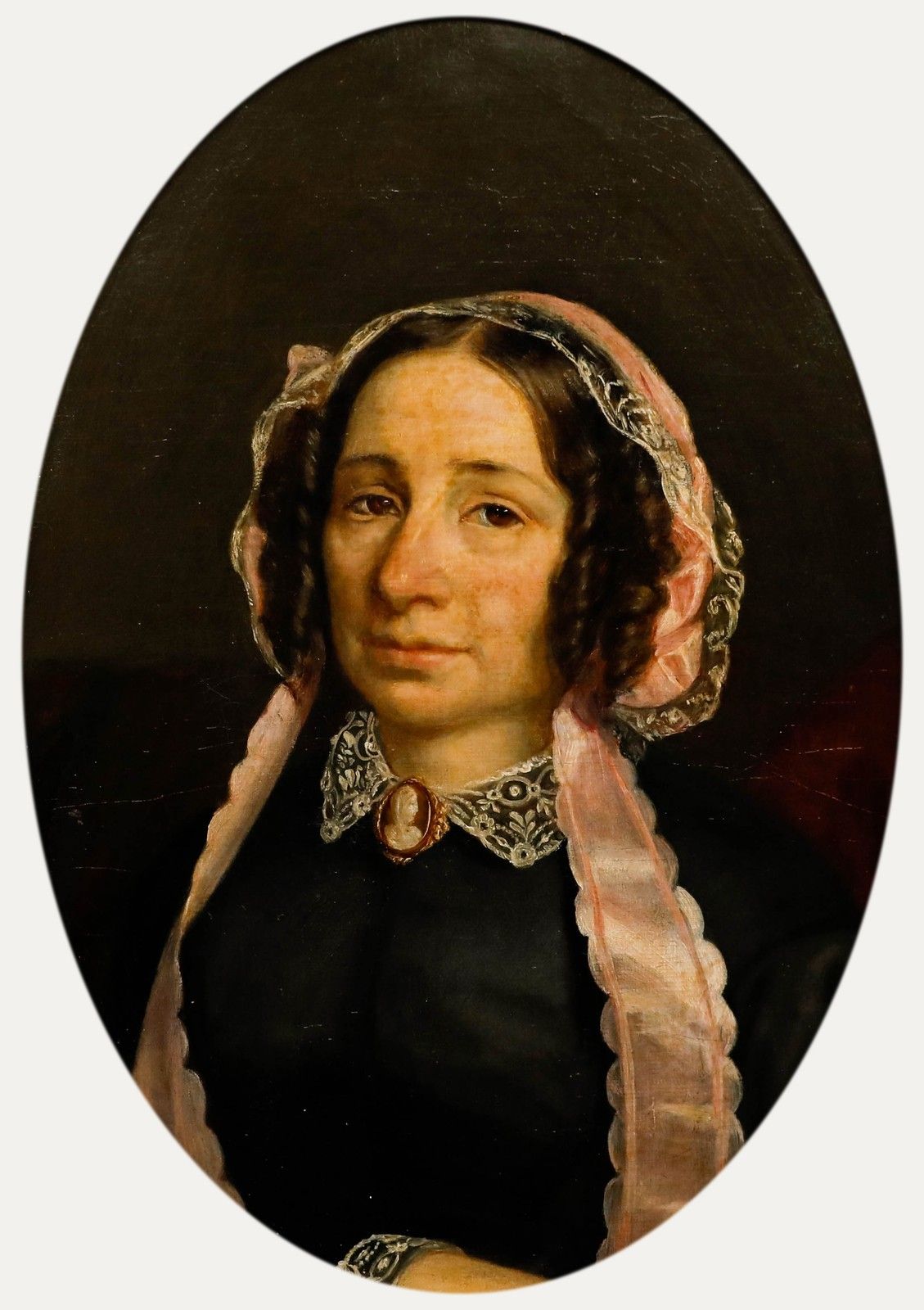 French School Mid 19th Century Oil Lady With Cameo photo buy