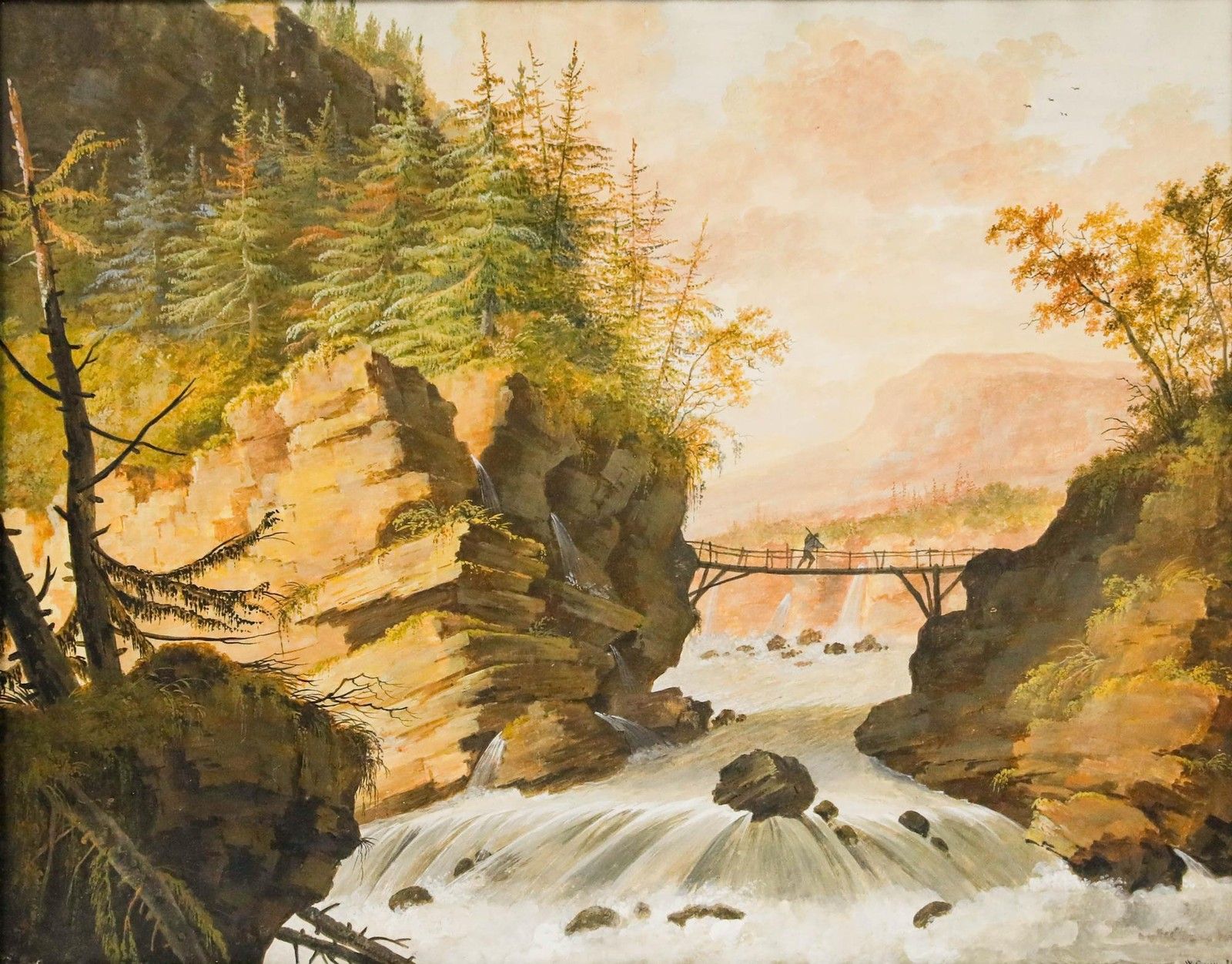 Willem Gerrit Van Ulsen (1762 1830) Watercolour, Crossing The Torrent photo furniture