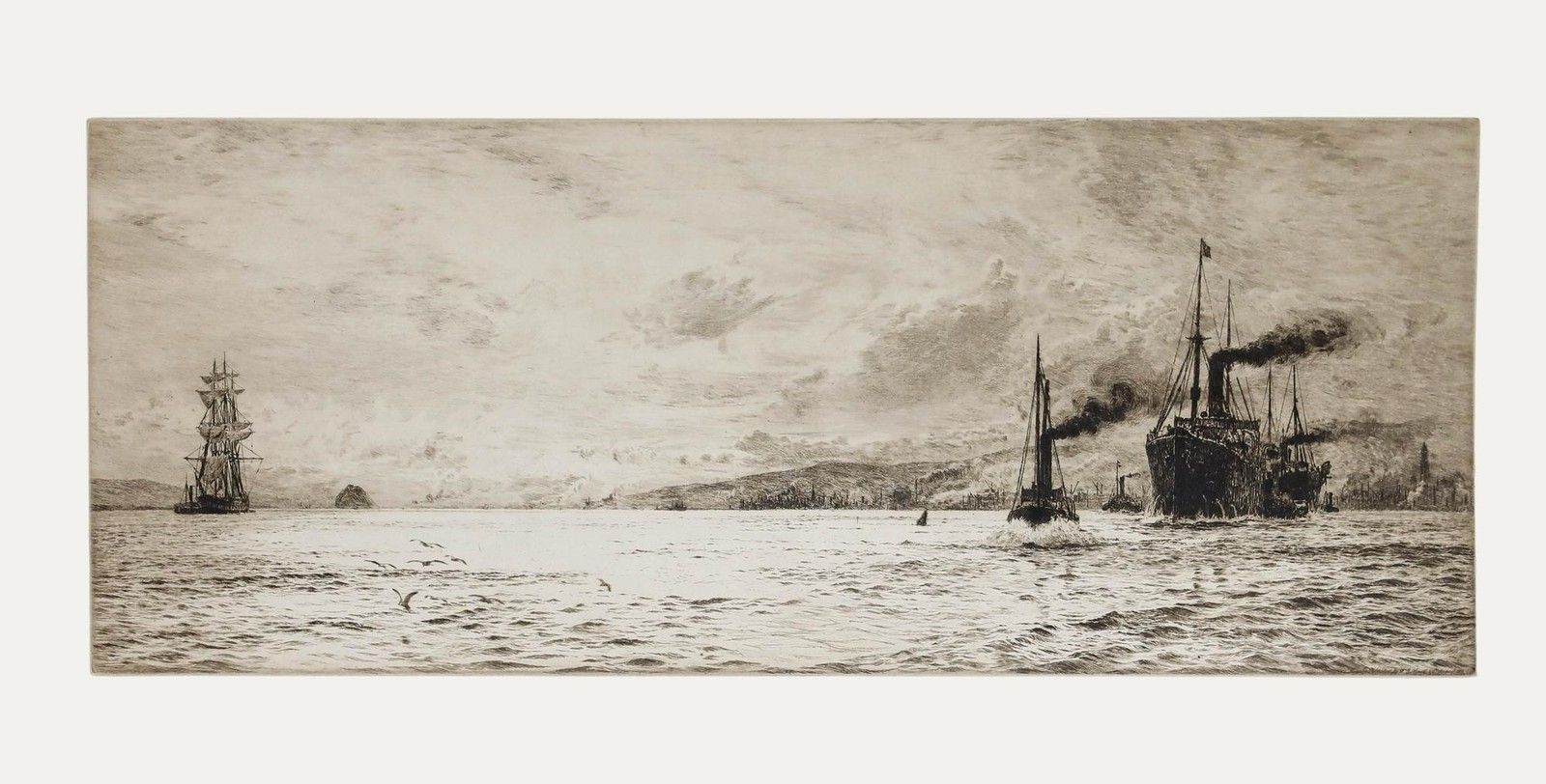 William Lionel Wyllie (1851 1931) 1913 Etching, Dumbarton Rock