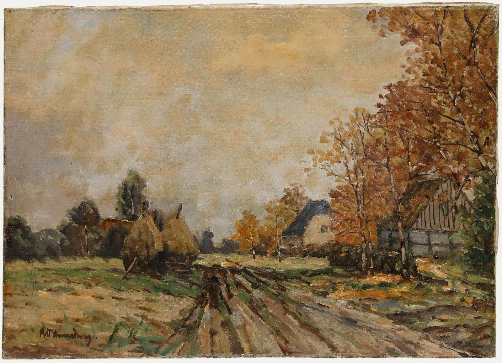 Mid 20th Century Oil Landscape Near Düsseldorf