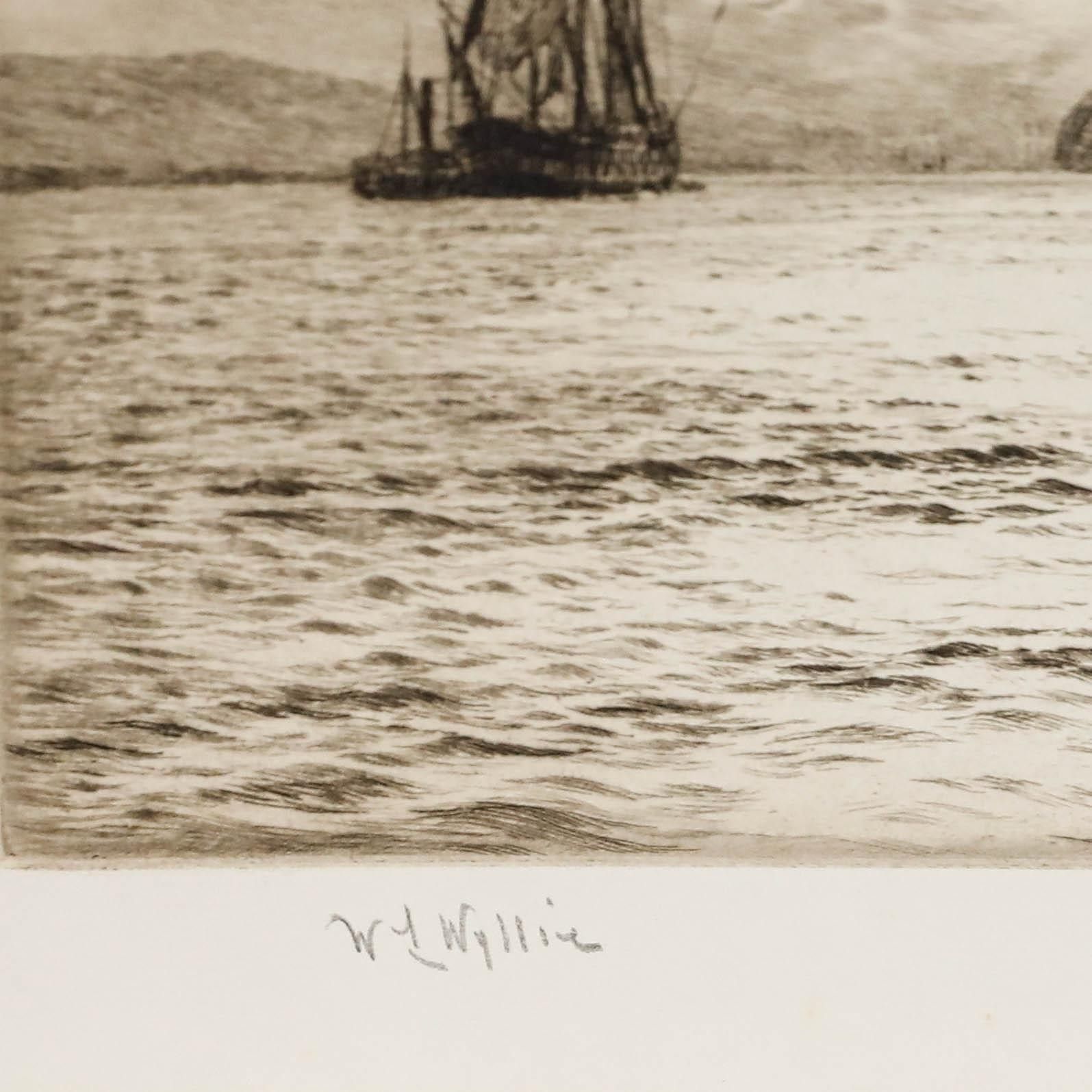 William Lionel Wyllie (1851 1931) 1913 Etching, Dumbarton Rock photo 325.0