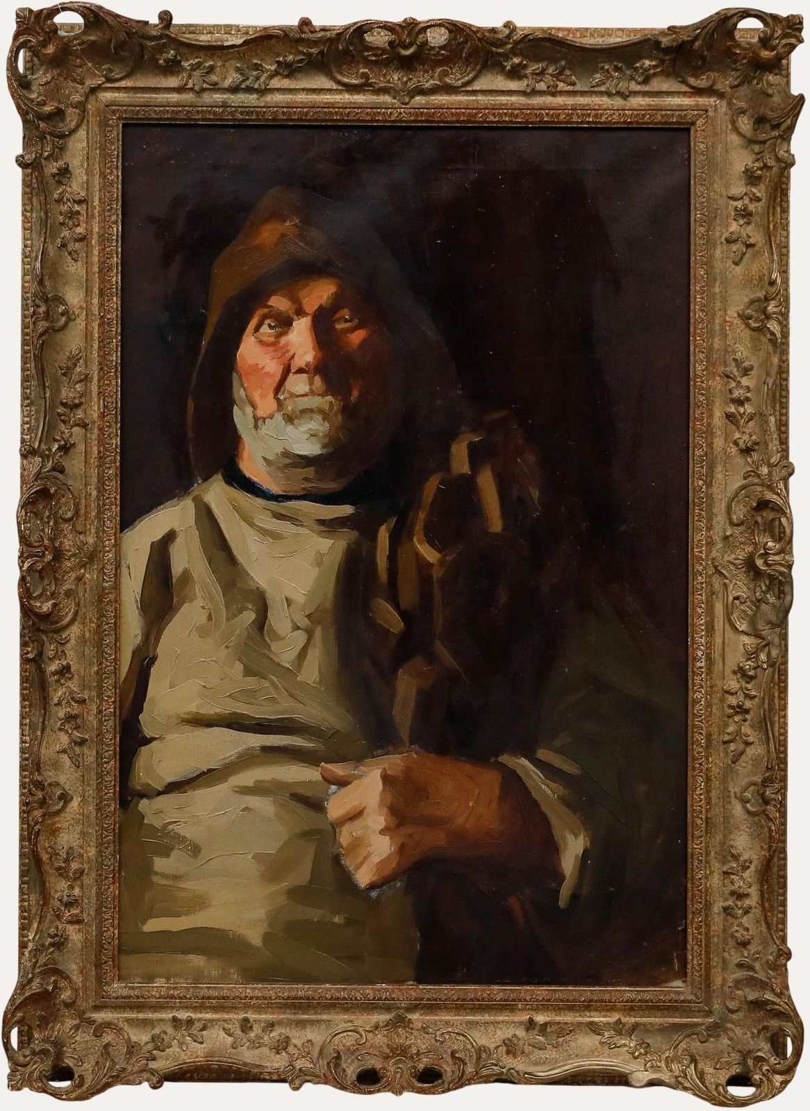 Framed 20th Century Oil Portrait Of A Fisherman