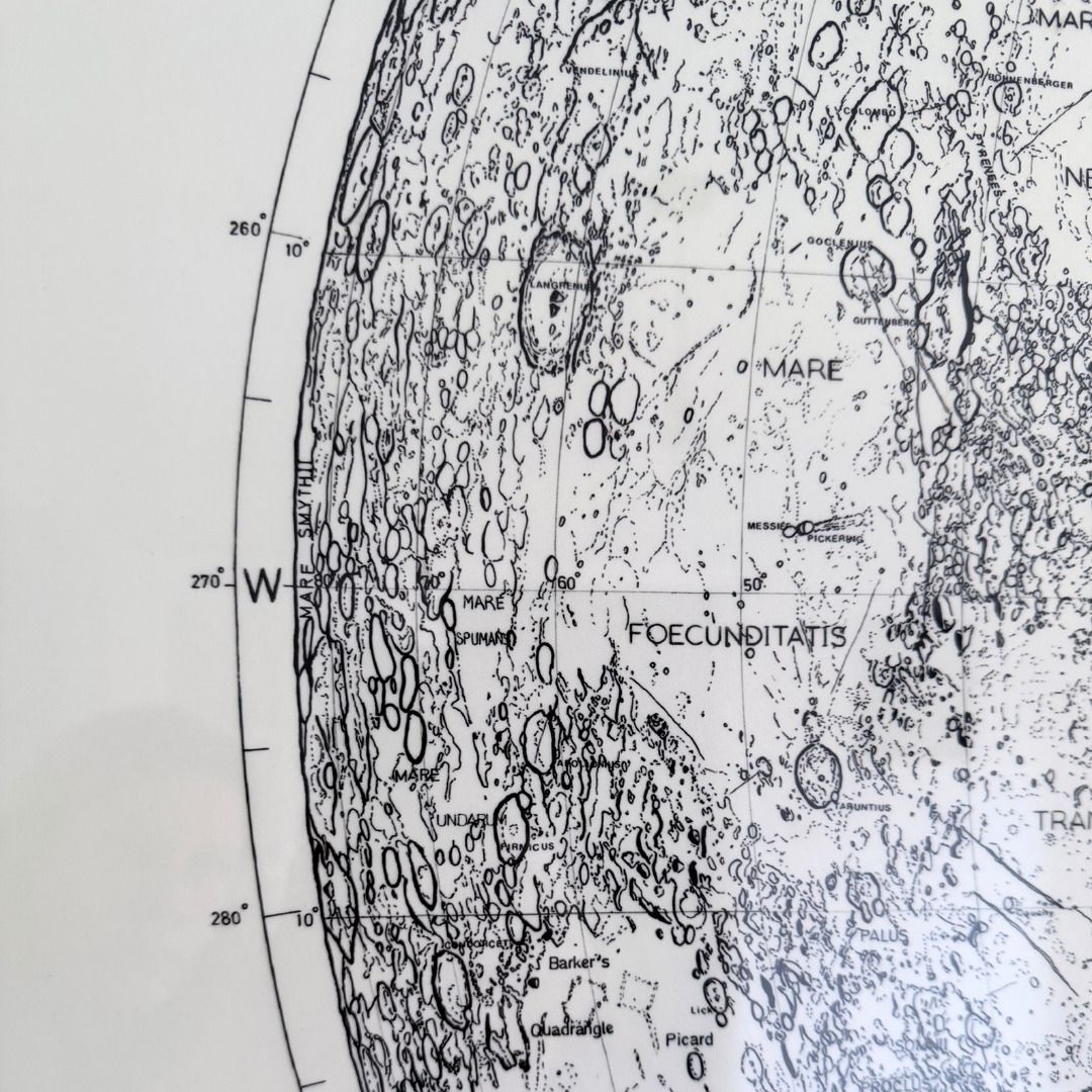 Large Lunar Surface Map Print – 19th Century Moon Artwork With Handmade Wooden Frame photo buy