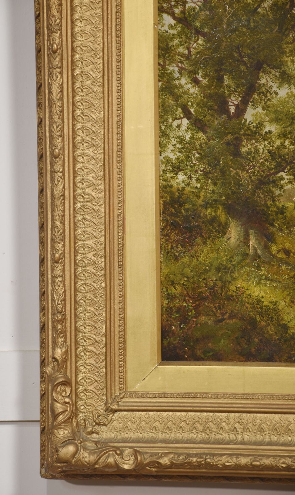 Oil On Canvas Depicting A Wooded River Landscape photo for sale