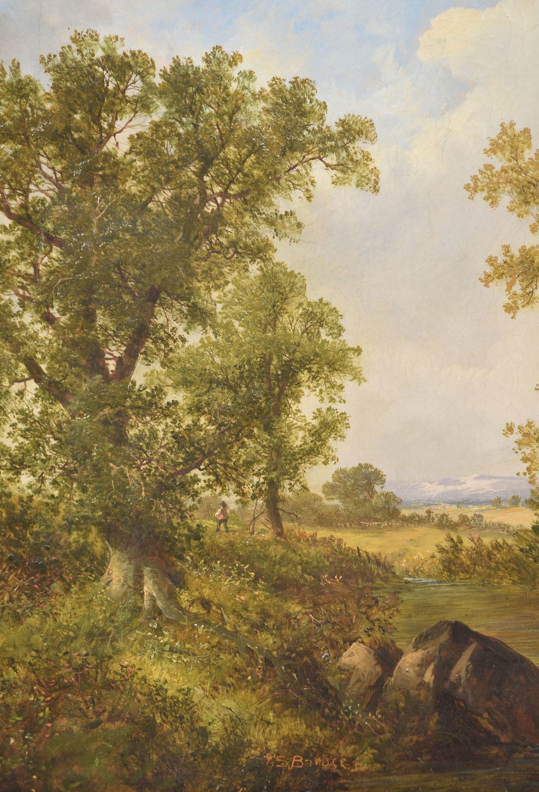 Oil On Canvas Depicting A Wooded River Landscape photo 594.0