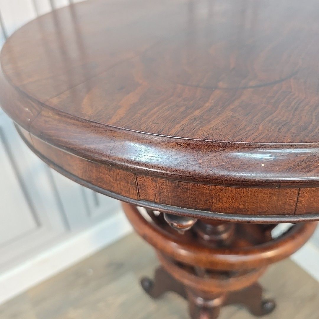 Antique Victorian Occasional Table Round Torchere Plant Stand Wine Lamp Wooden photo 270.0