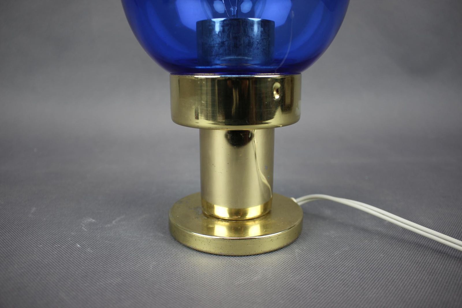 1970s Kamenicky Senov Blue Glass And Brass Table Lamp, Czechoslovakia photo furniture