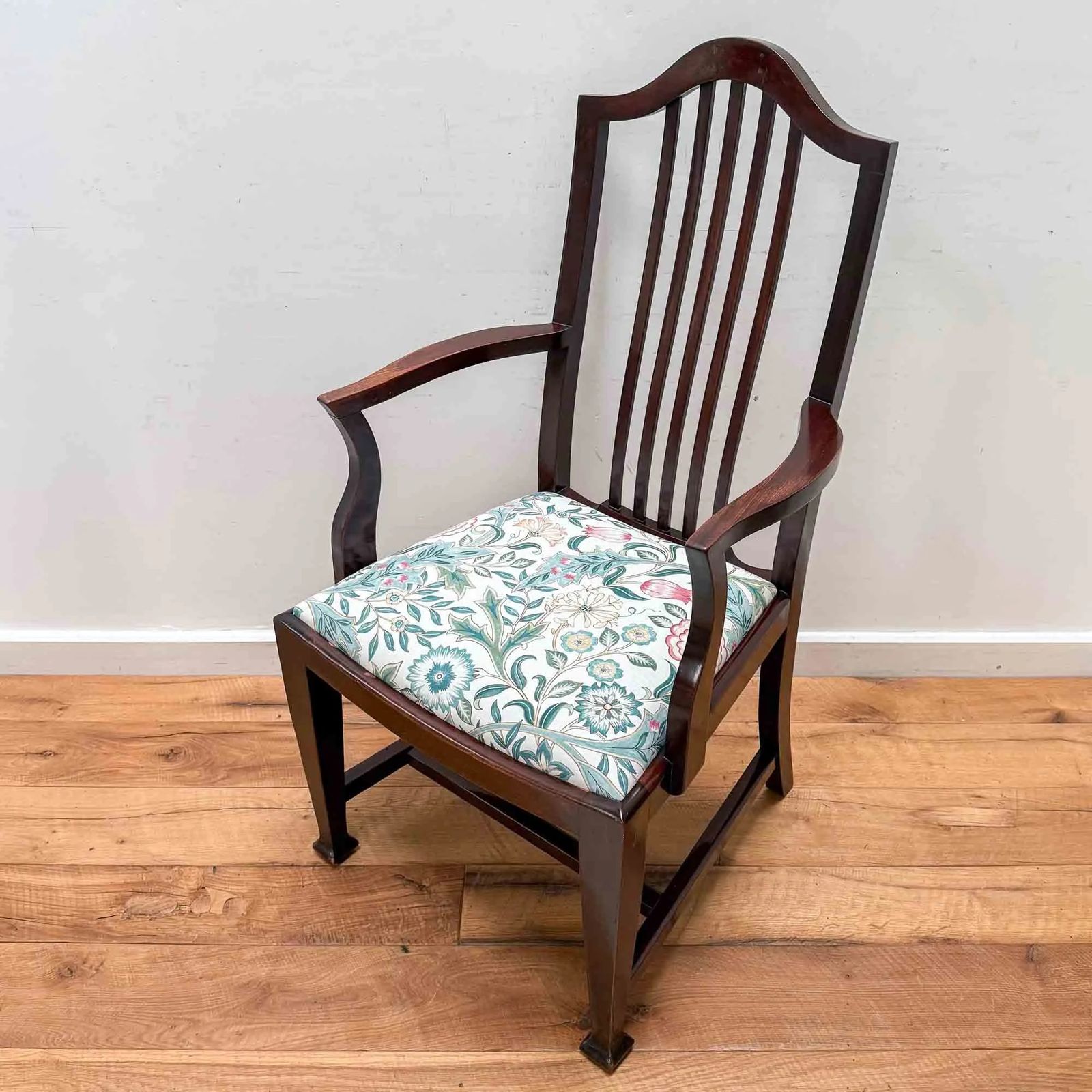 Antique Mahogany Elbow Chair With William Morris 'Wilhelmina' Seat photo furniture