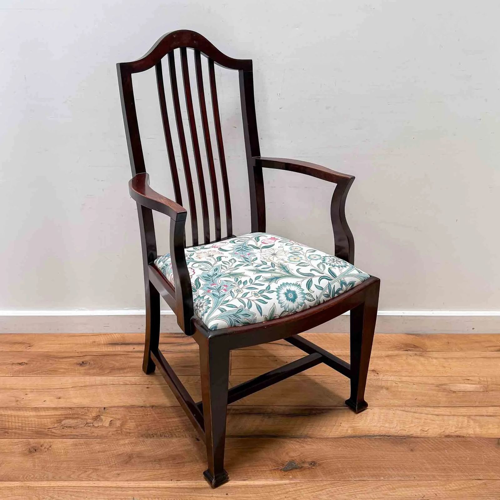 Antique Mahogany Elbow Chair With William Morris 'Wilhelmina' Seat photo Furniture