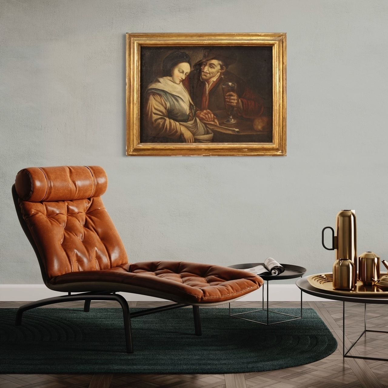 photo vintage Antiek olieverfschilderij op doek, 18e eeuw