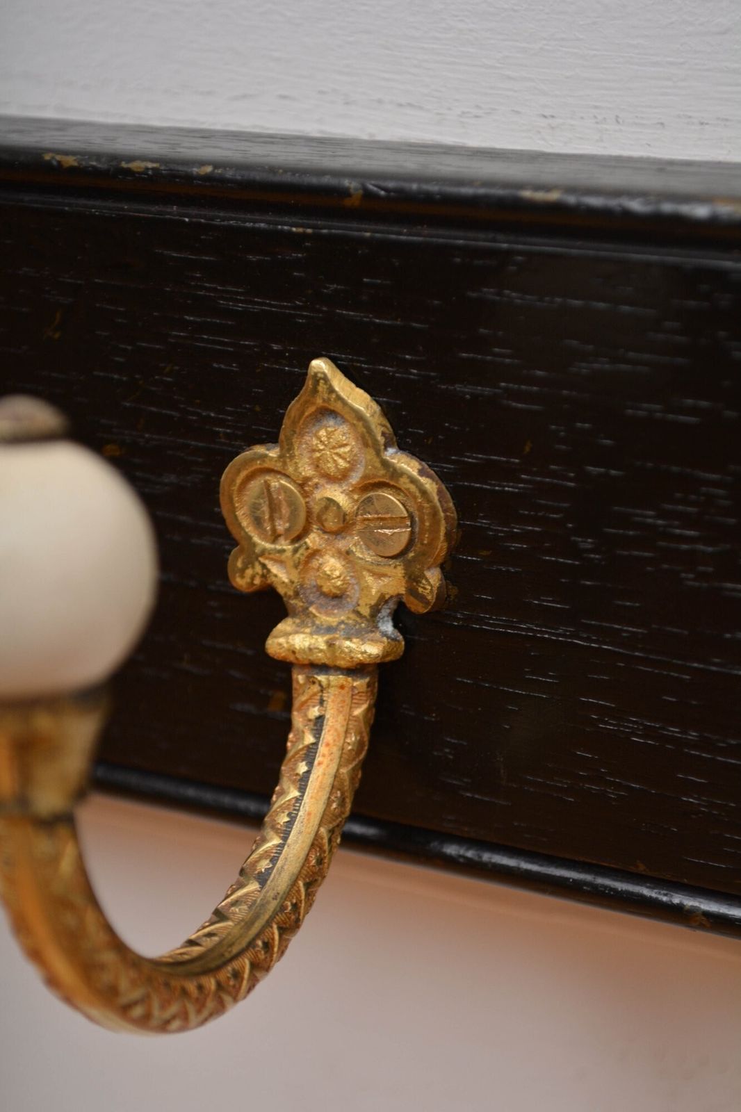 Pair Of Antique Victorian Brass And Ebonised Coat Rack Coat Hooks In Good Condition photo buy