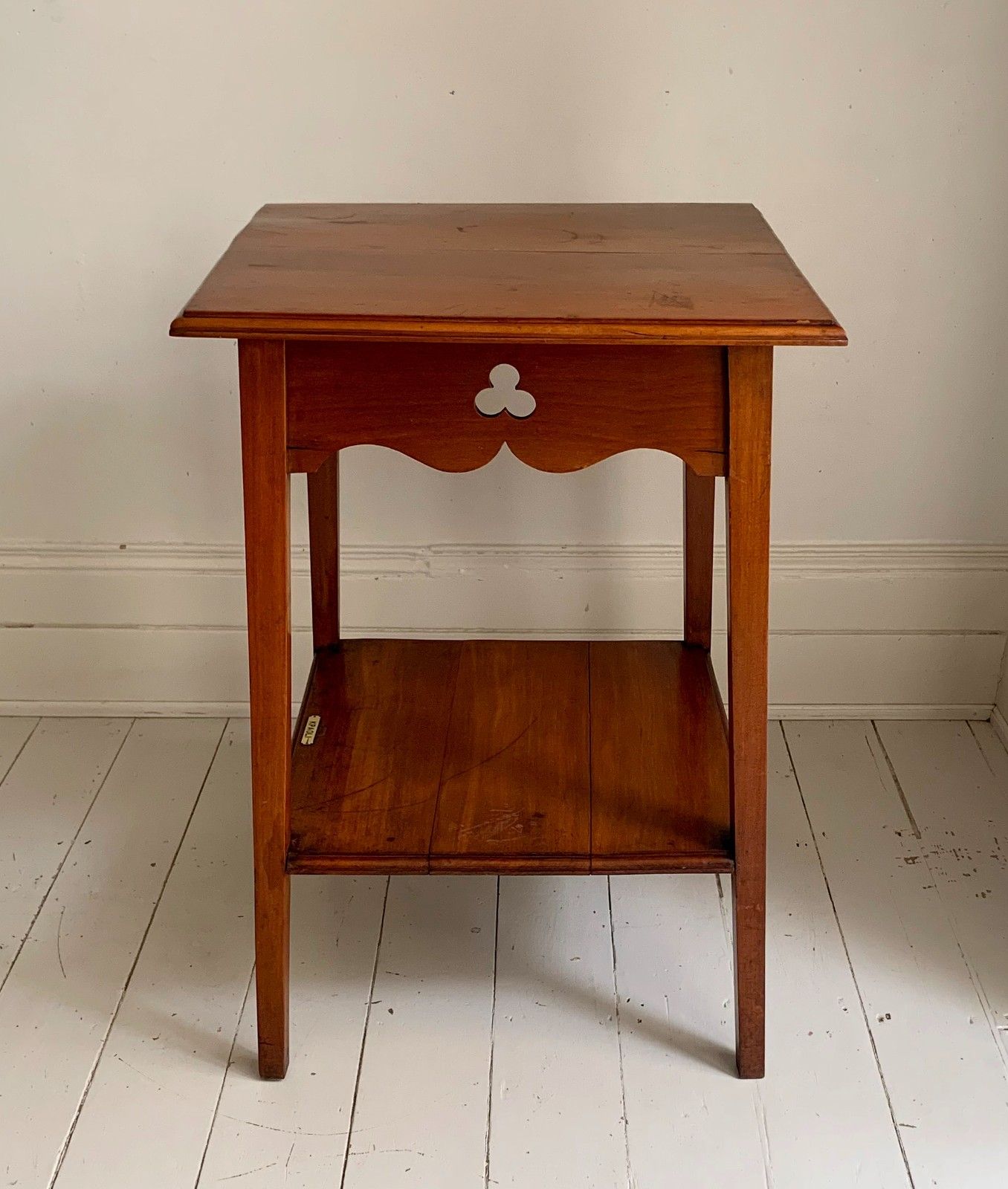 Antique Arts & Craft Carved Oak Two Tier Large Side Table photo vintage