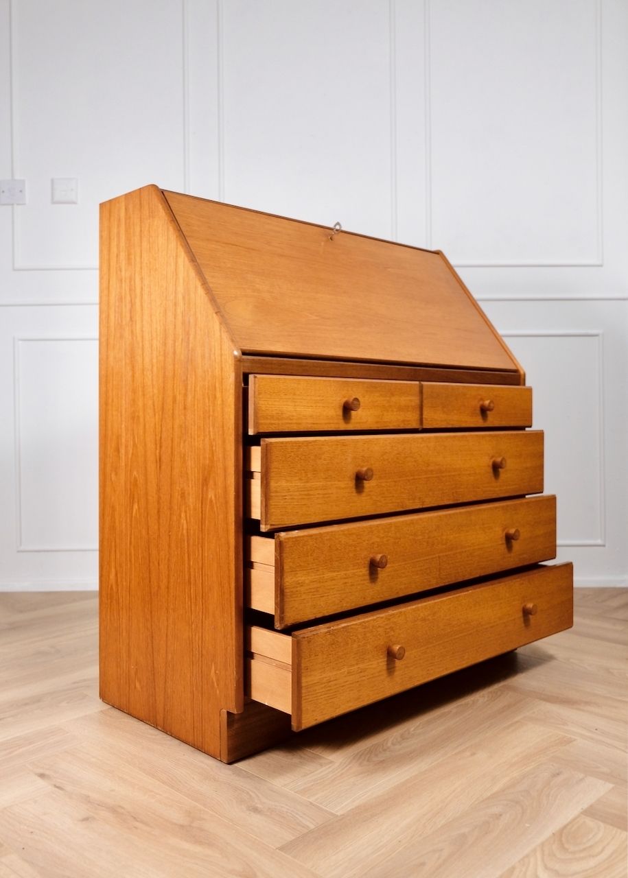 Nathan Teak Bureau Chest Of Drawers photo vintage