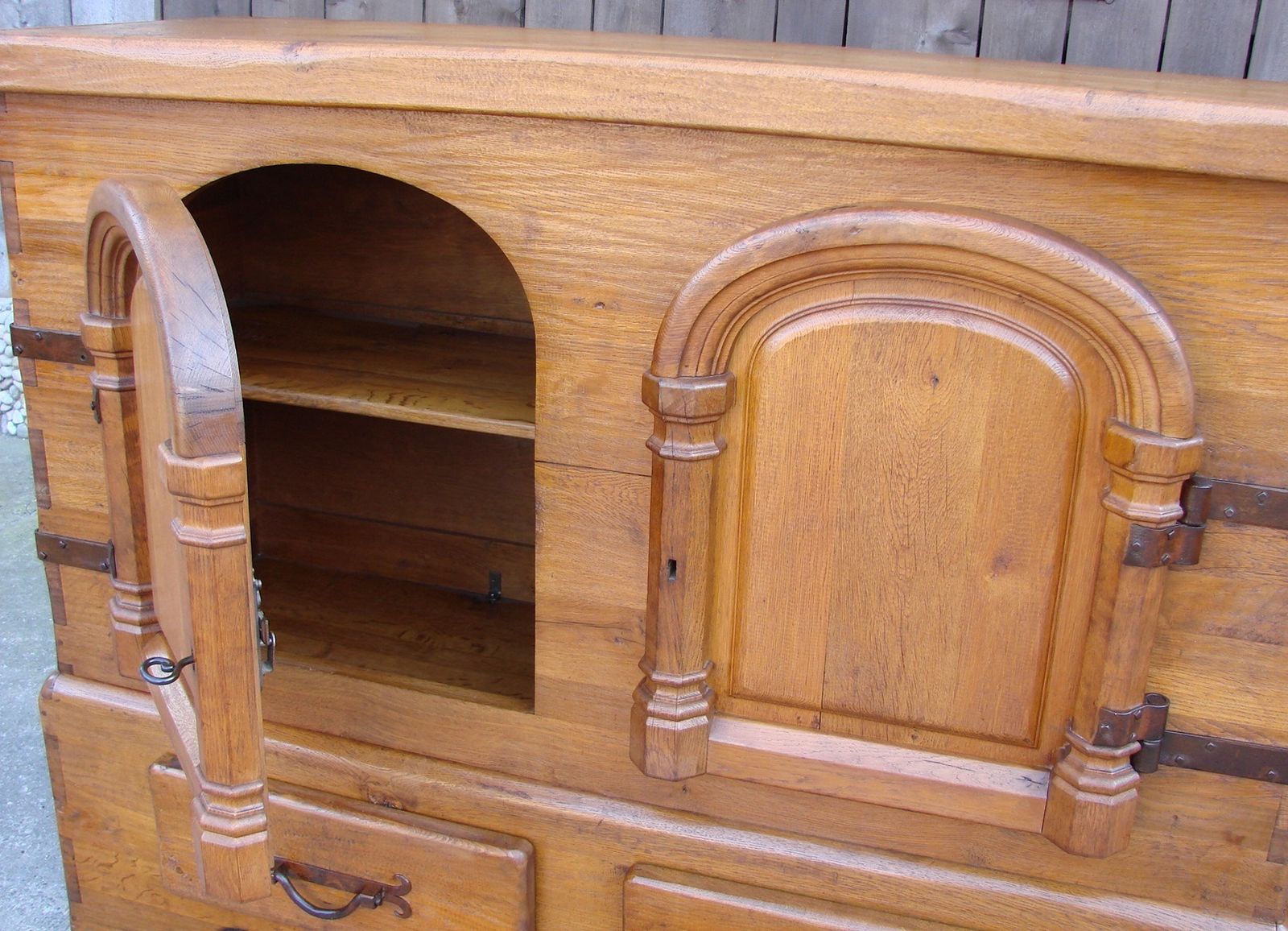 Furniture Rustic Oak Chest Of Drawers From The 1950s | Solid Wood | Hand Forged Fittings | Sturdy photo