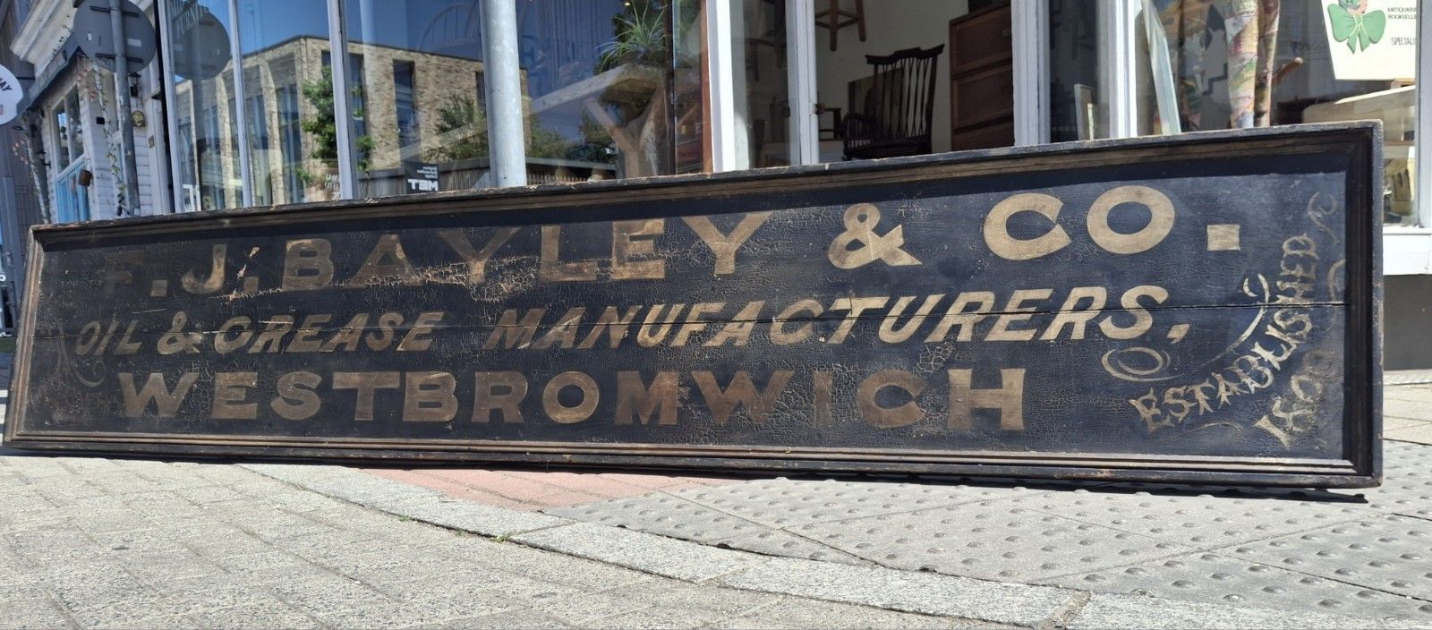 Huge Scale 19th Century Original Hand Painted Lubricants Factory Trade Sign.