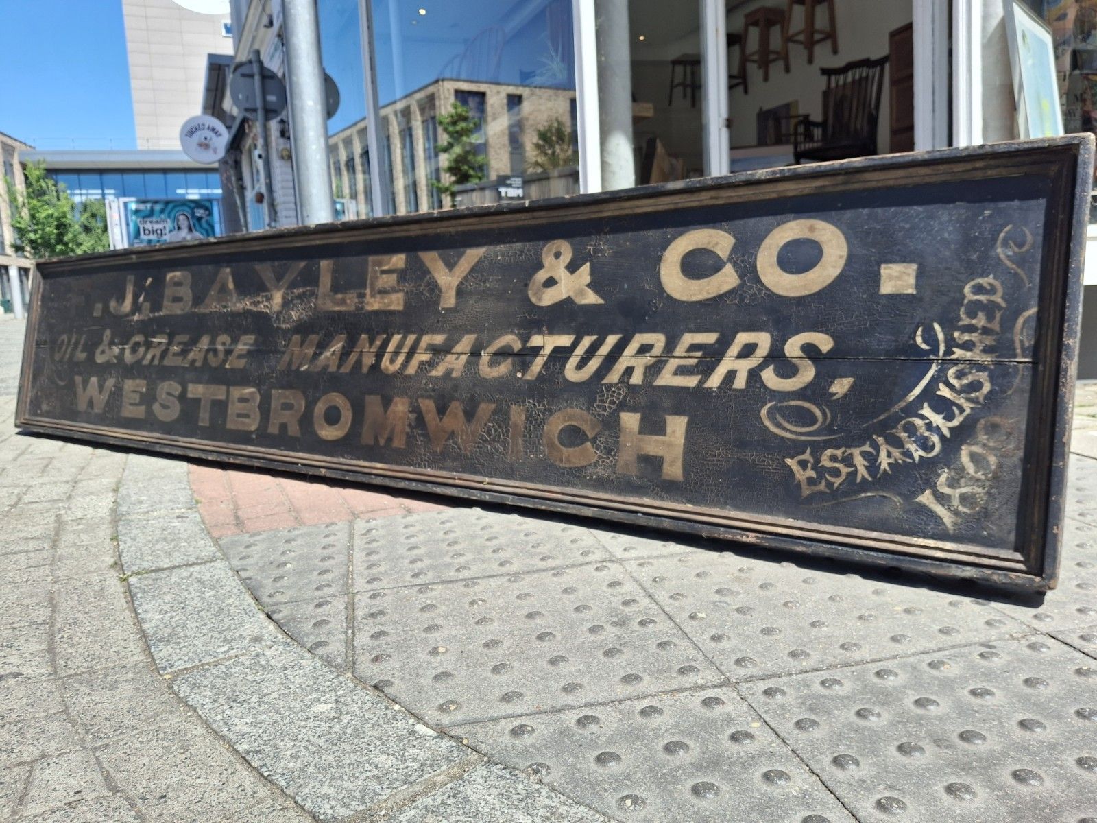 Huge Scale 19th Century Original Hand Painted Lubricants Factory Trade Sign. photo furniture