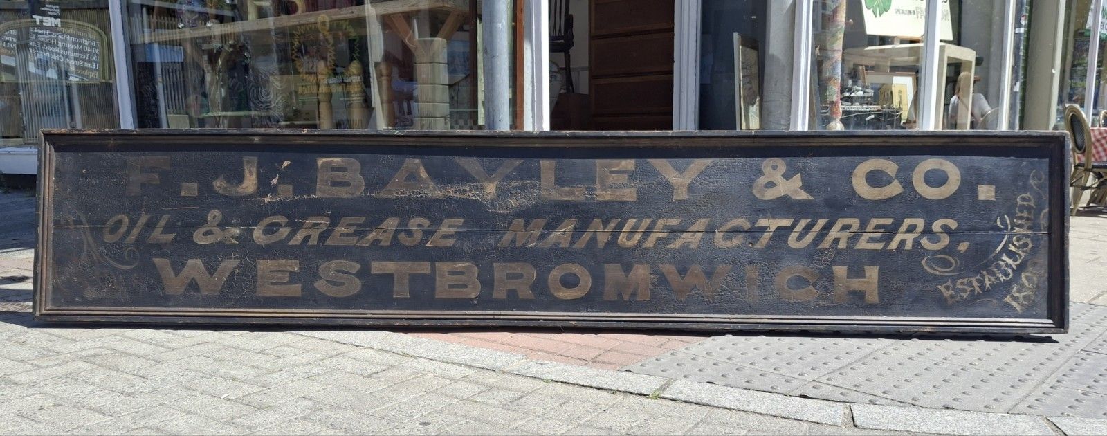 Huge Scale 19th Century Original Hand Painted Lubricants Factory Trade Sign. photo for sale