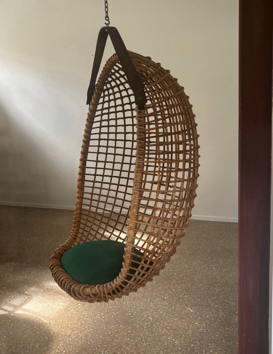 Eureka Hanging Basket Chair By Giovanni Travasa For Bonacina, Italy, 1950s photo 3032.0